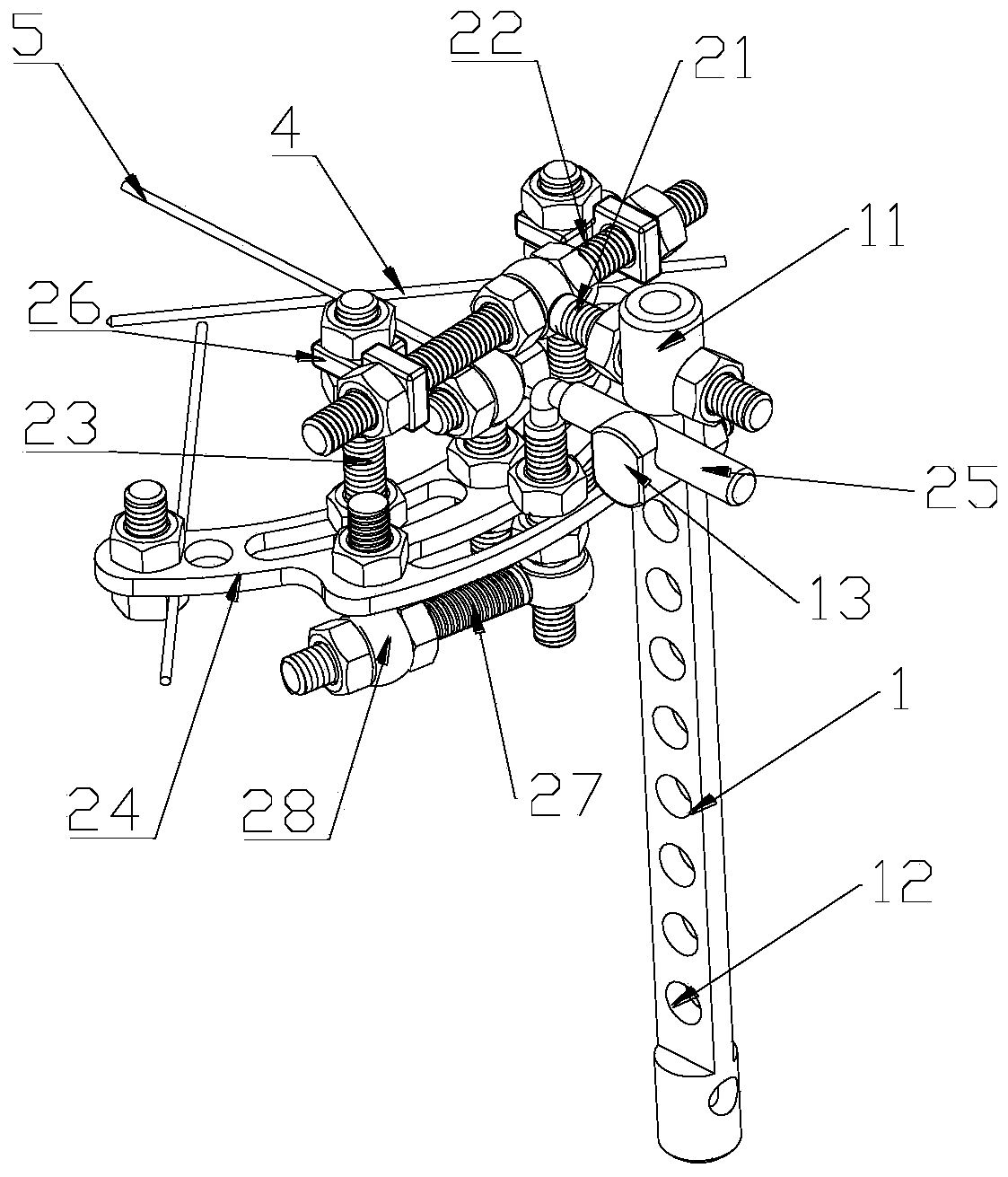 A bone pin fixation device for treating long bone fractures