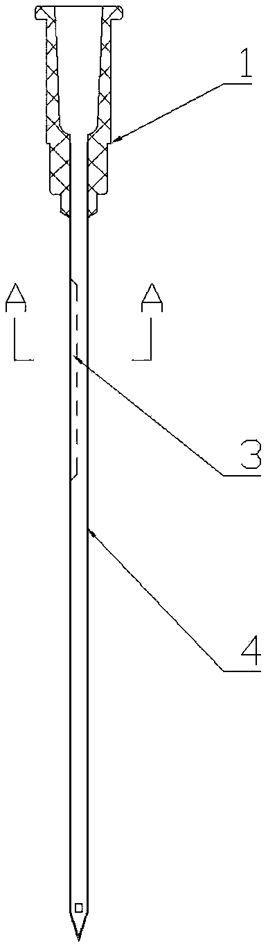 Medicine dispensing needle head and disposable medicine dispensing needle