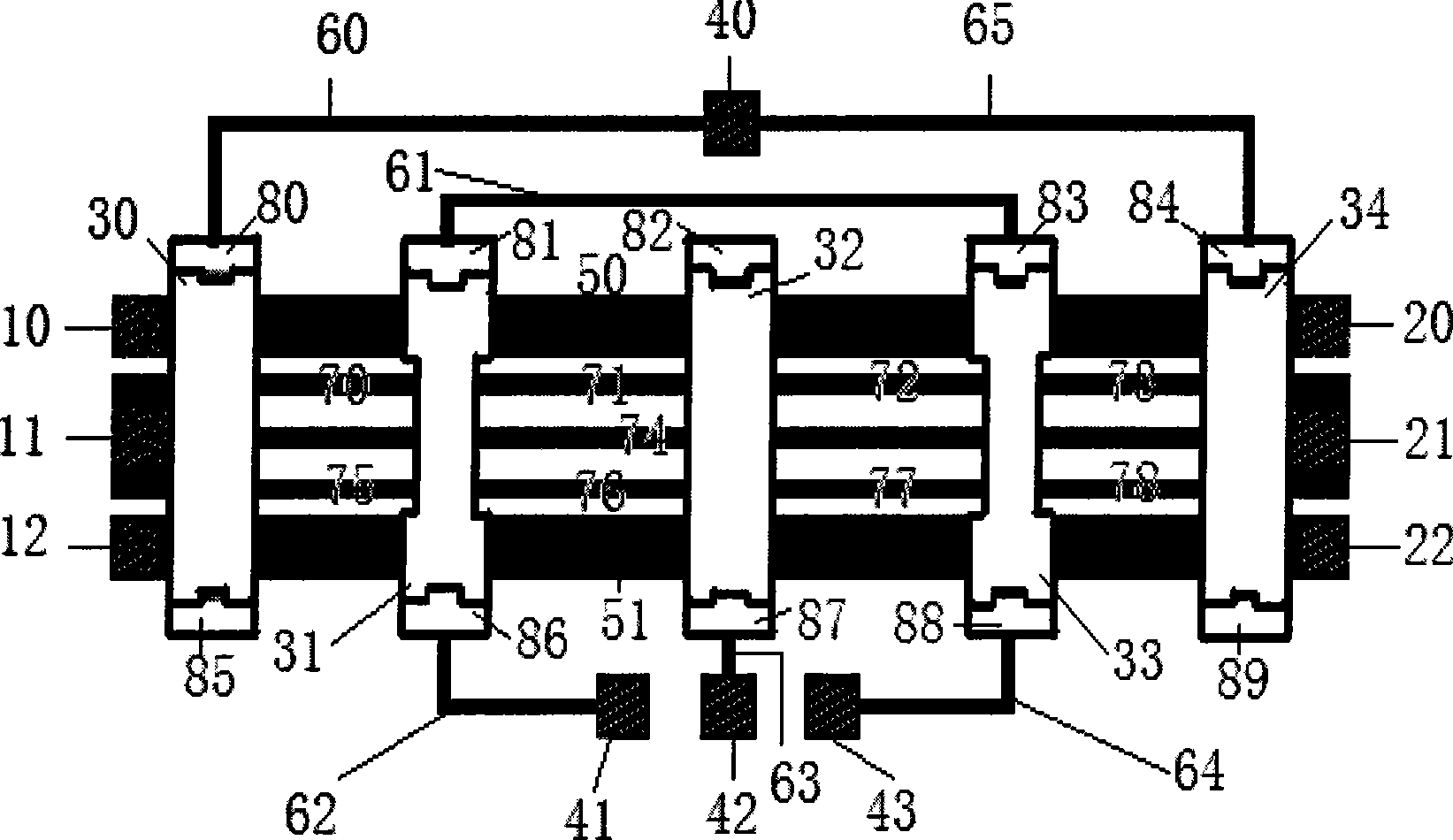 Reconfigurable microwave low-pass filter containing MEMS switch and its manufacturing method