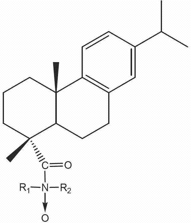Tertiary amine oxide with rosinyl three-membered phenanthrene ring structure and preparation method of tertiary amine oxide
