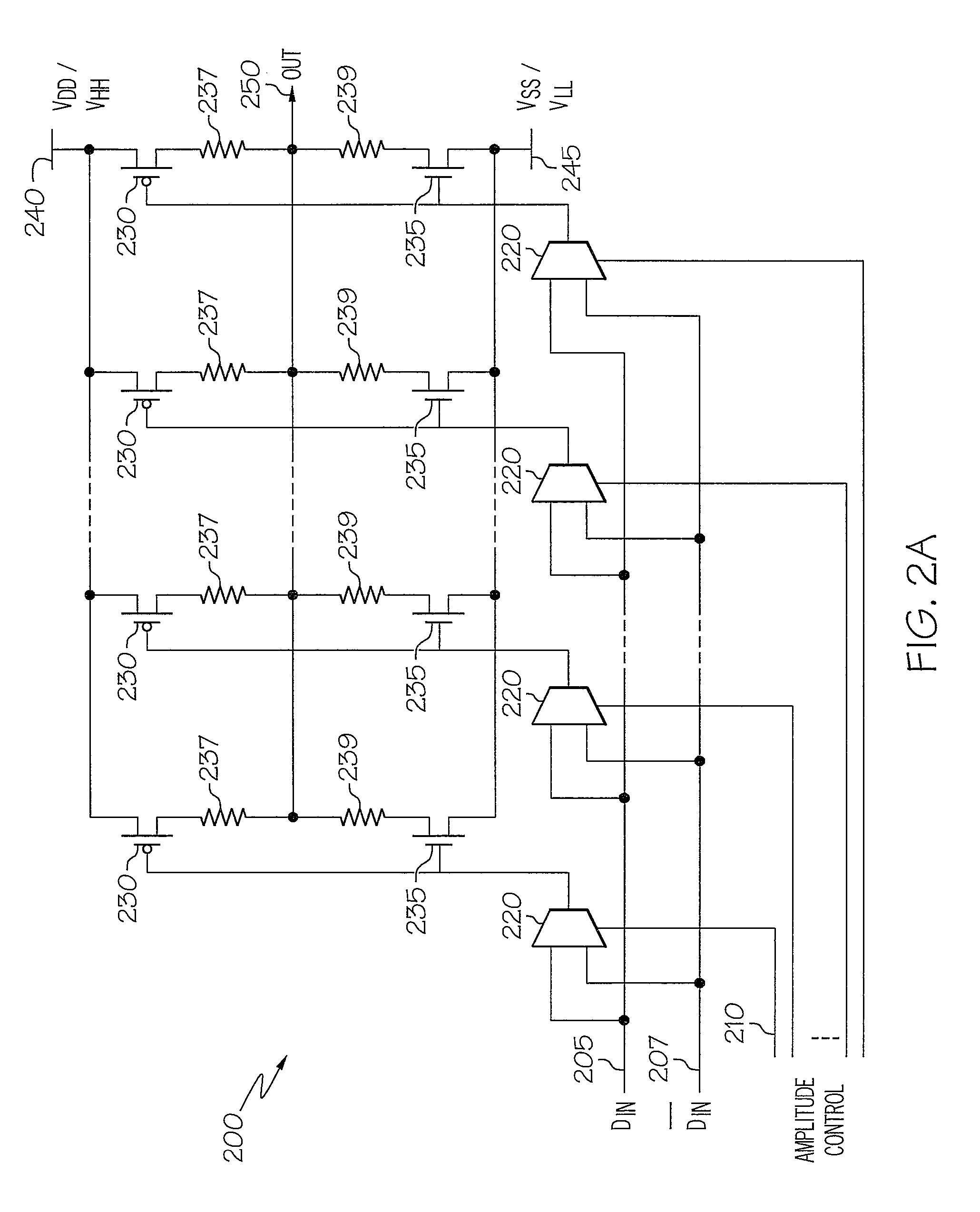 Self series terminated serial link transmitter having segmentation for amplitude, pre-emphasis, and slew rate control and voltage regulation for amplitude accuracy and high voltage protection