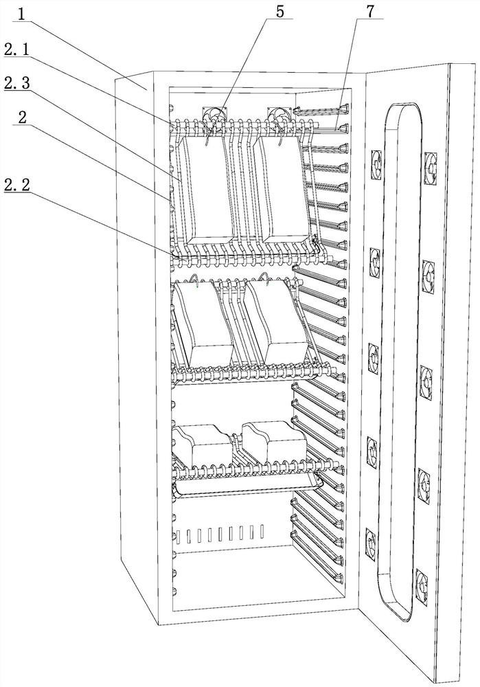 Inclined hanging device of meat ripening cabinet and operation method thereof