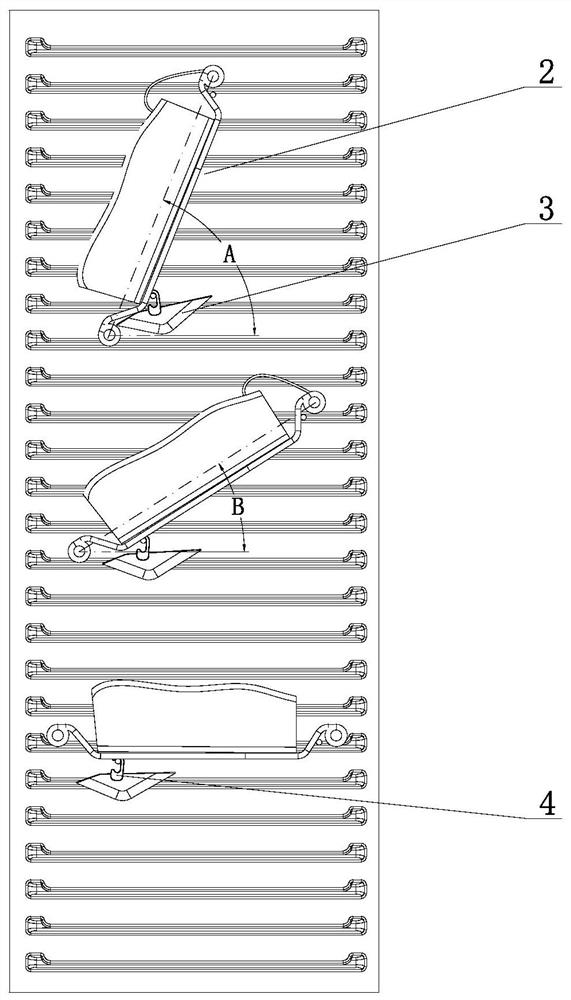 Inclined hanging device of meat ripening cabinet and operation method thereof