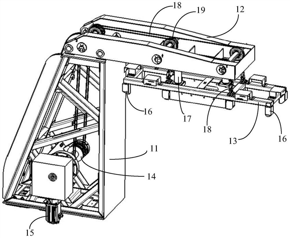 Battery replacing device, battery replacing station and battery replacing method