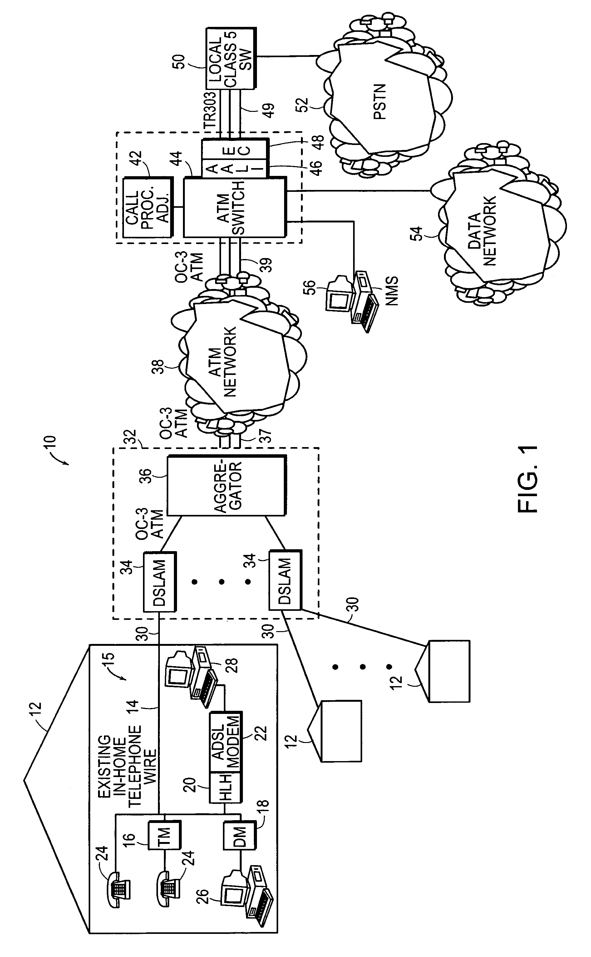 Virtual loop carrier system with network clock recovery