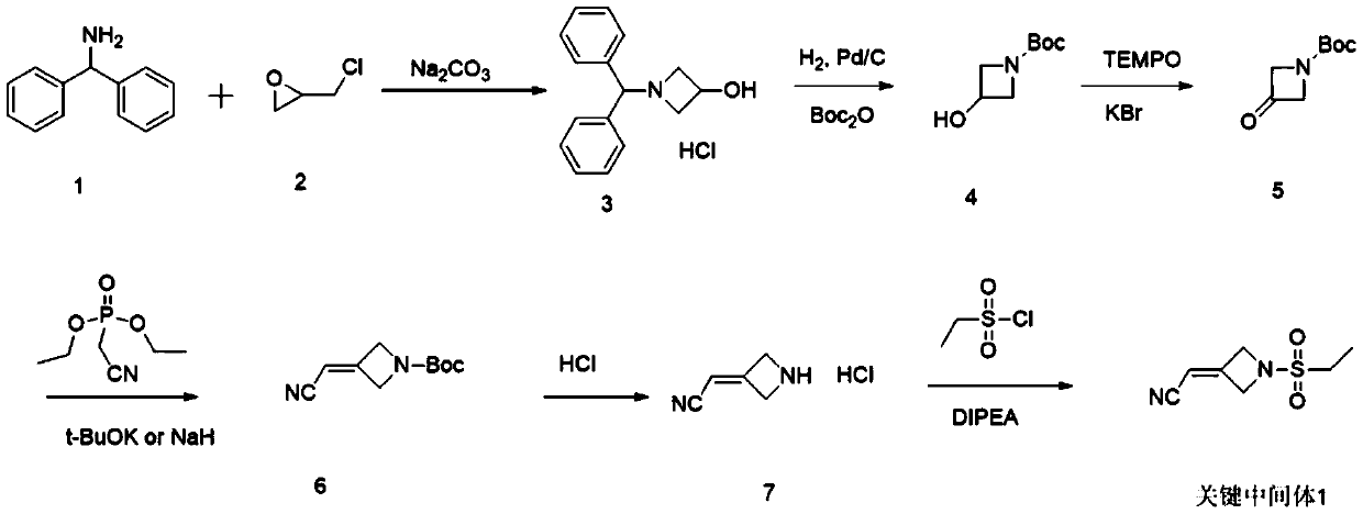 The preparation method of the key intermediate 1 for the synthesis of baricitinib