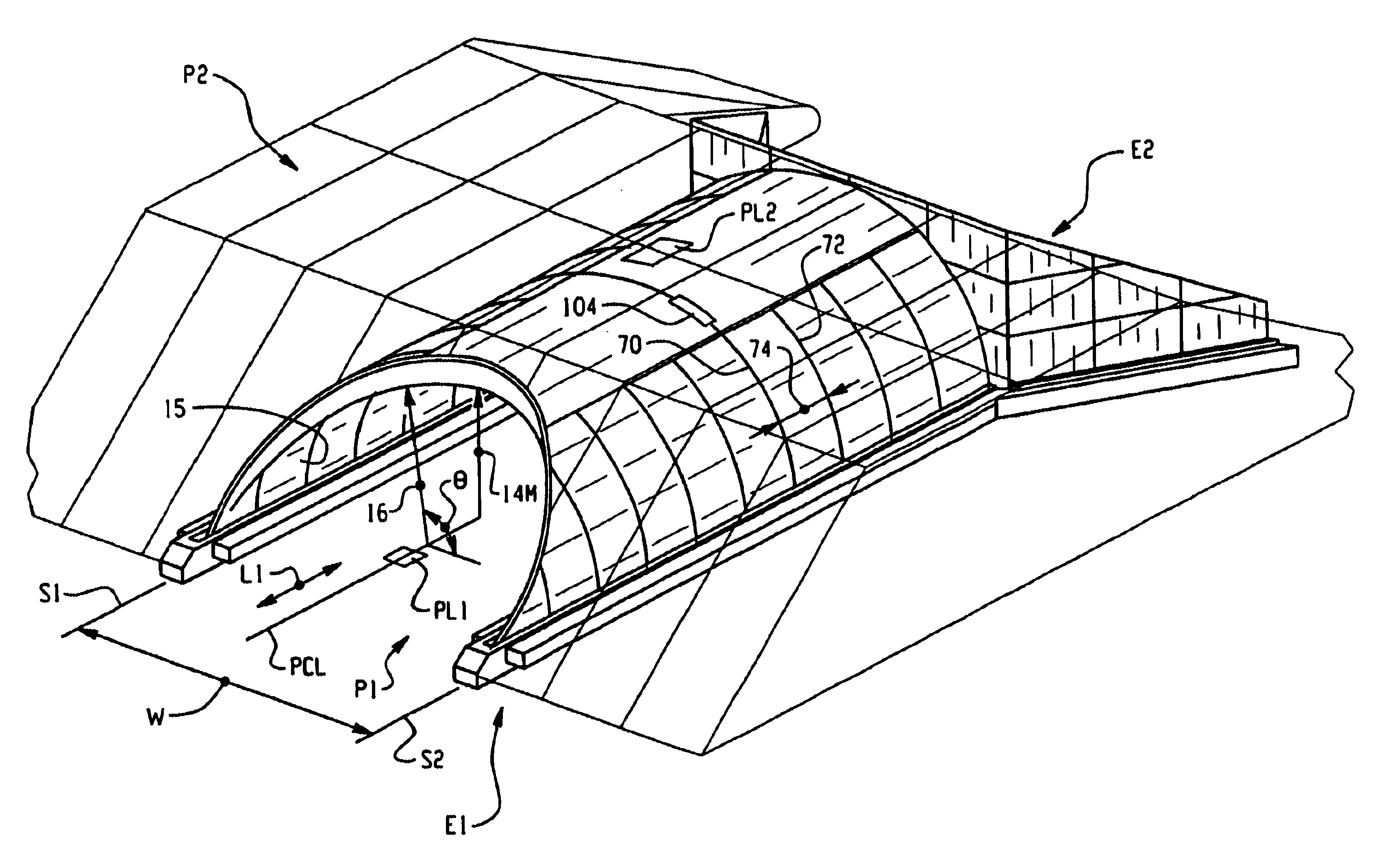 Hybrid arched overfilled structure