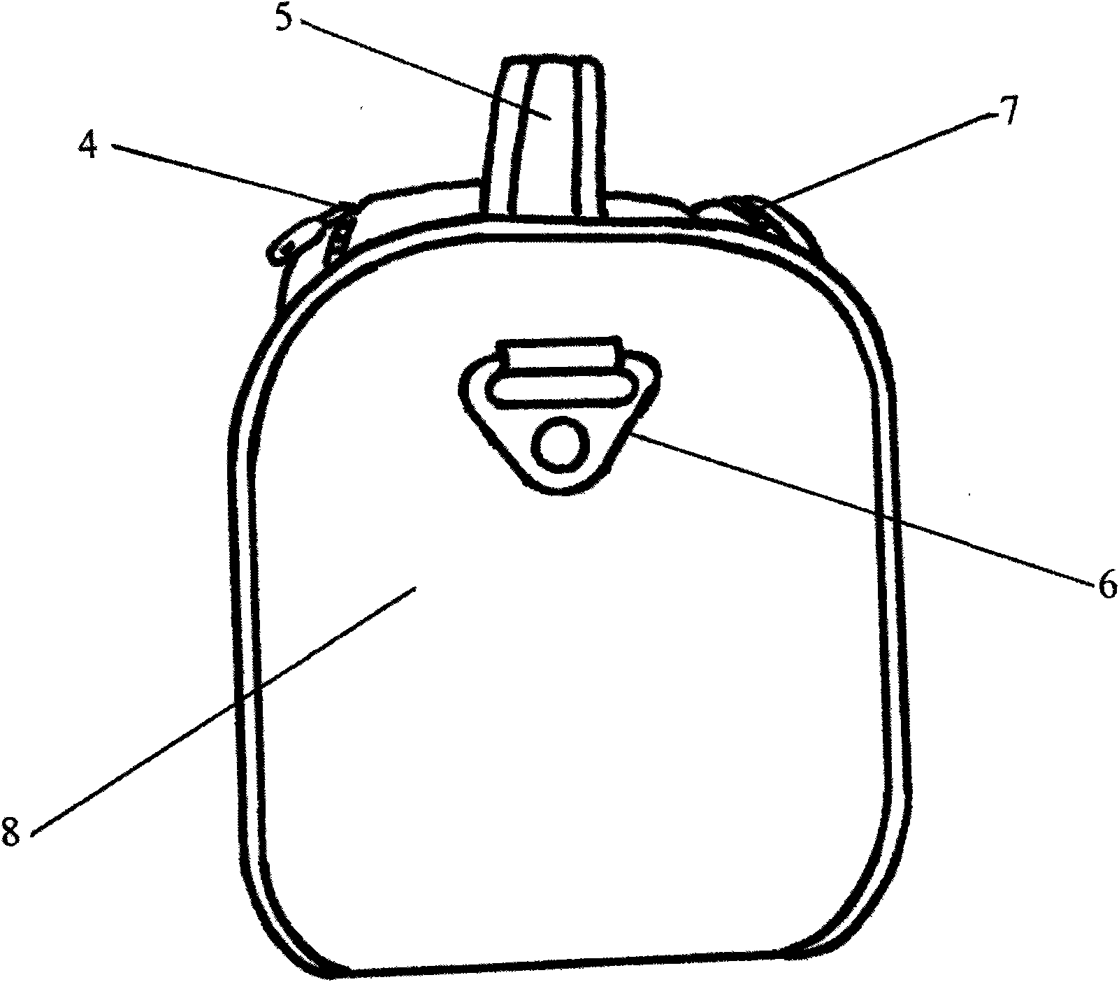 Hand bag with convex bags and zippers on front and back