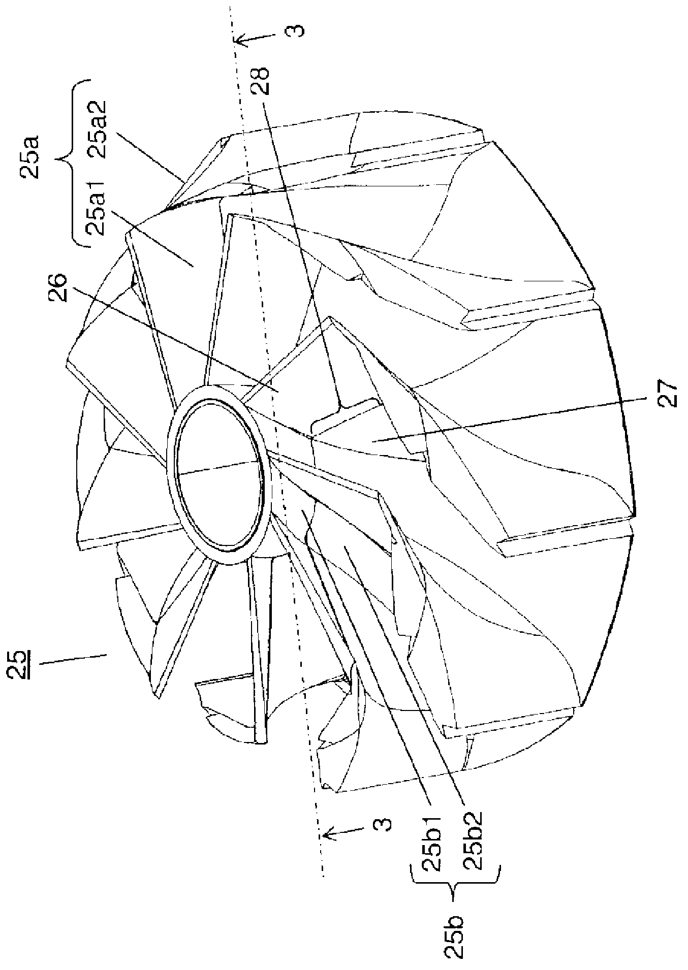 Impeller, electric air blower using same, and electric cleaner using electric air blower