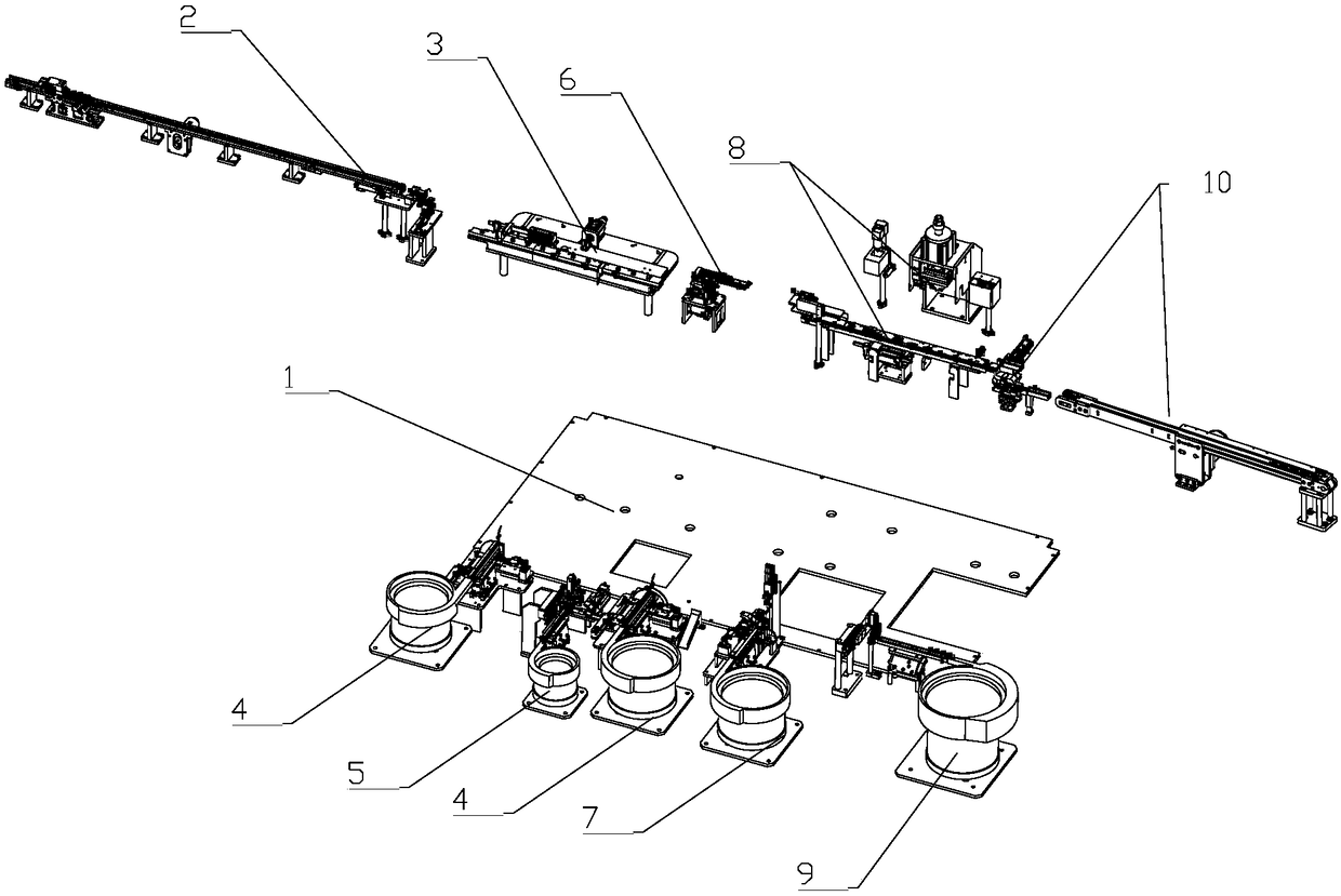 Full-automatic assembly production system of microswitch and sorting and discharging device