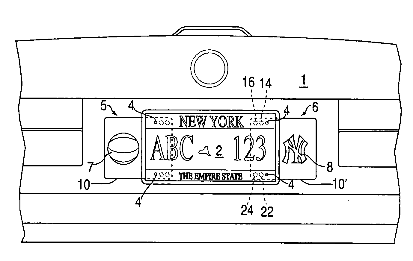 Motor vehicle license plate holder accessory for displaying decals and the like