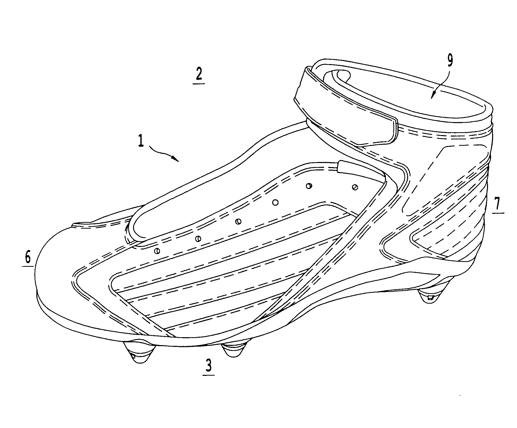 Cleated athletic shoe with cushion structures