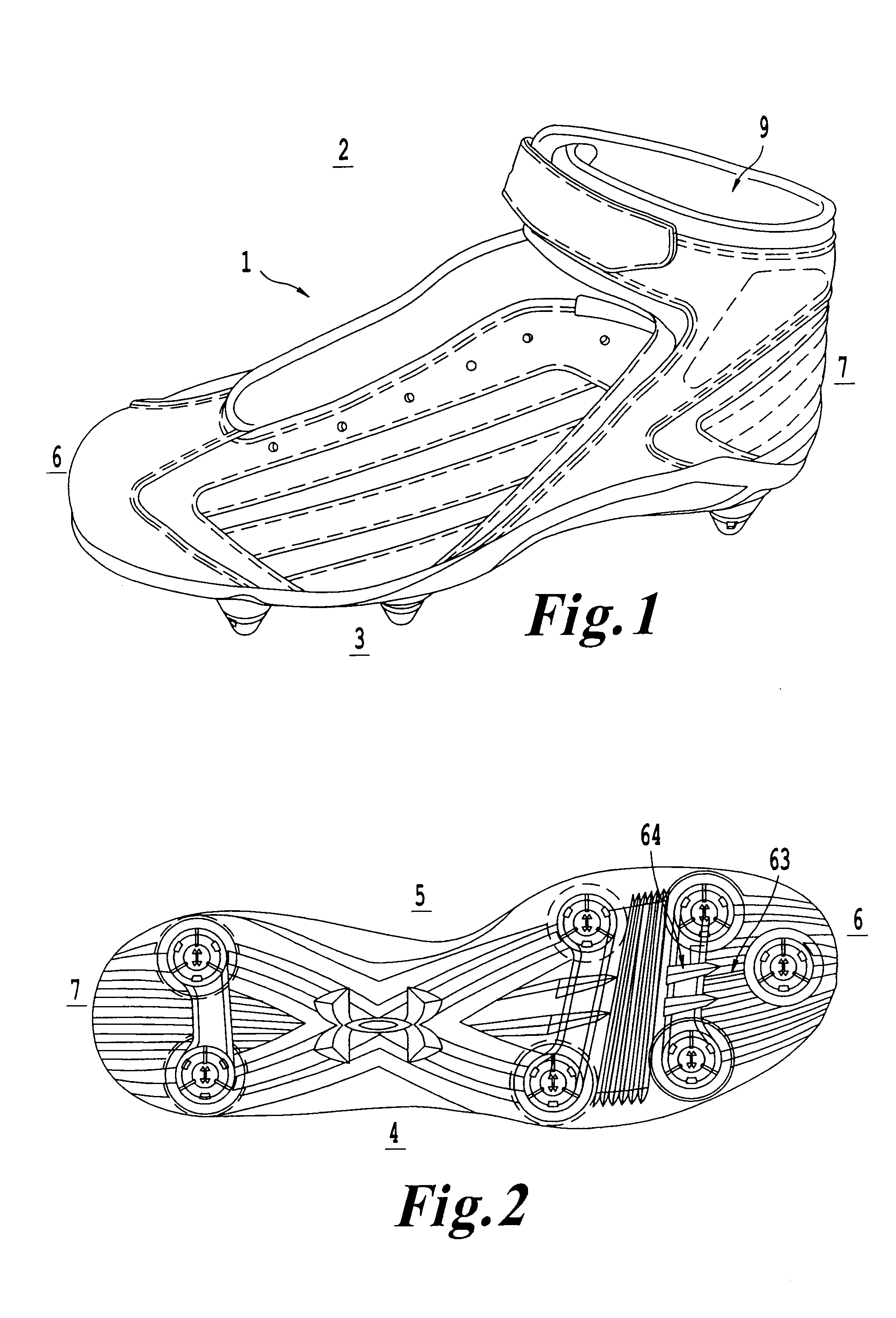 Cleated athletic shoe with cushion structures