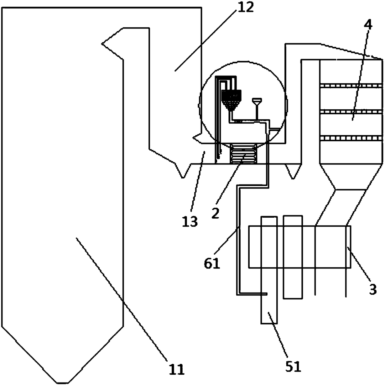 Device with integral injection system for removing sulfur trioxide and NOx in flue gas