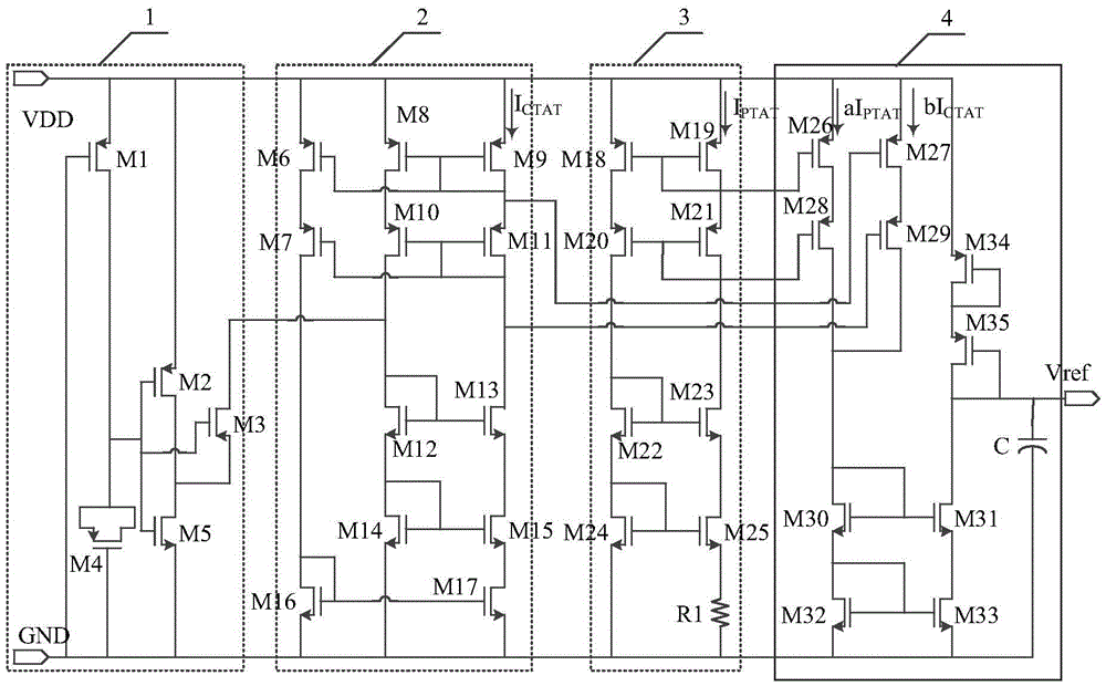 CMOS reference voltage source without Bipolar transistors