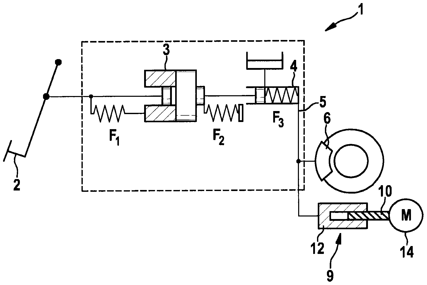 Compensation device for a brake system, and brake system having a compensation device of this type