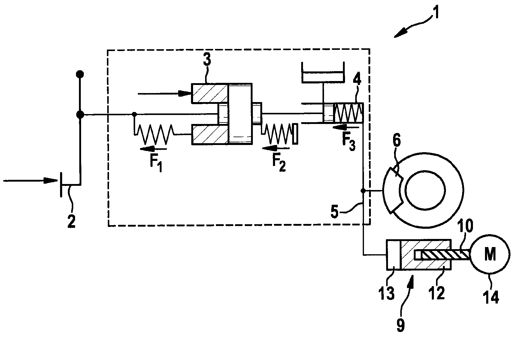 Compensation device for a brake system, and brake system having a compensation device of this type