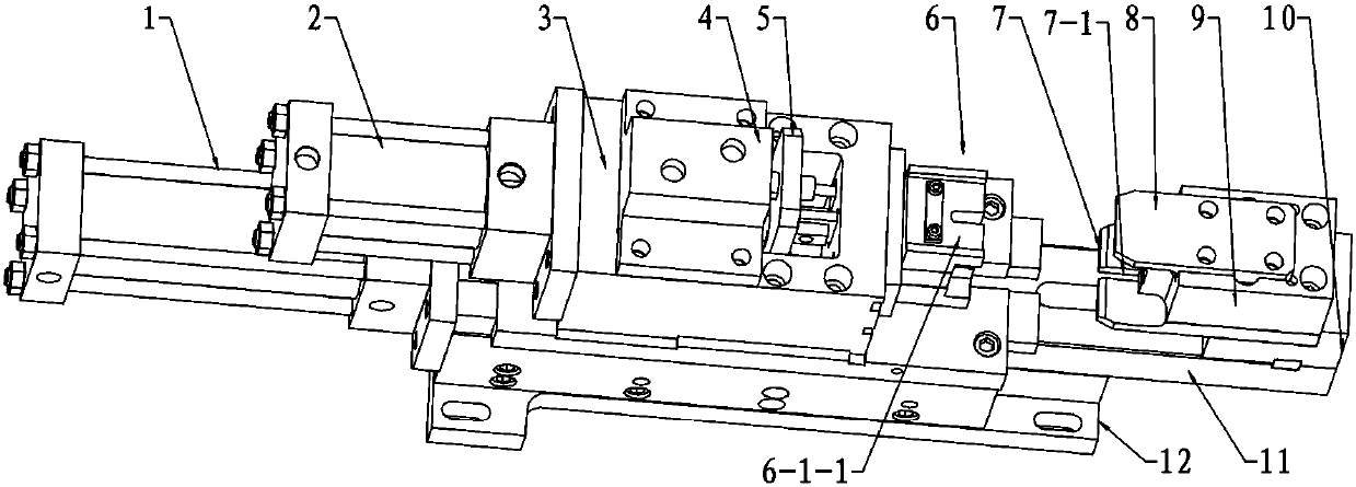 A cutting and ejecting device for cutting off the glass guide rail of an automobile door