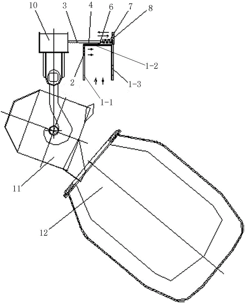 Double tuyere buffer type converter secondary flue gas capture device