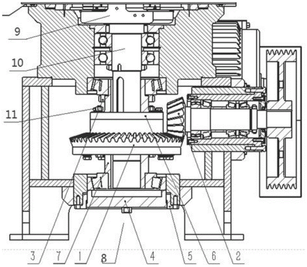 Cone gear clearance adjusting device