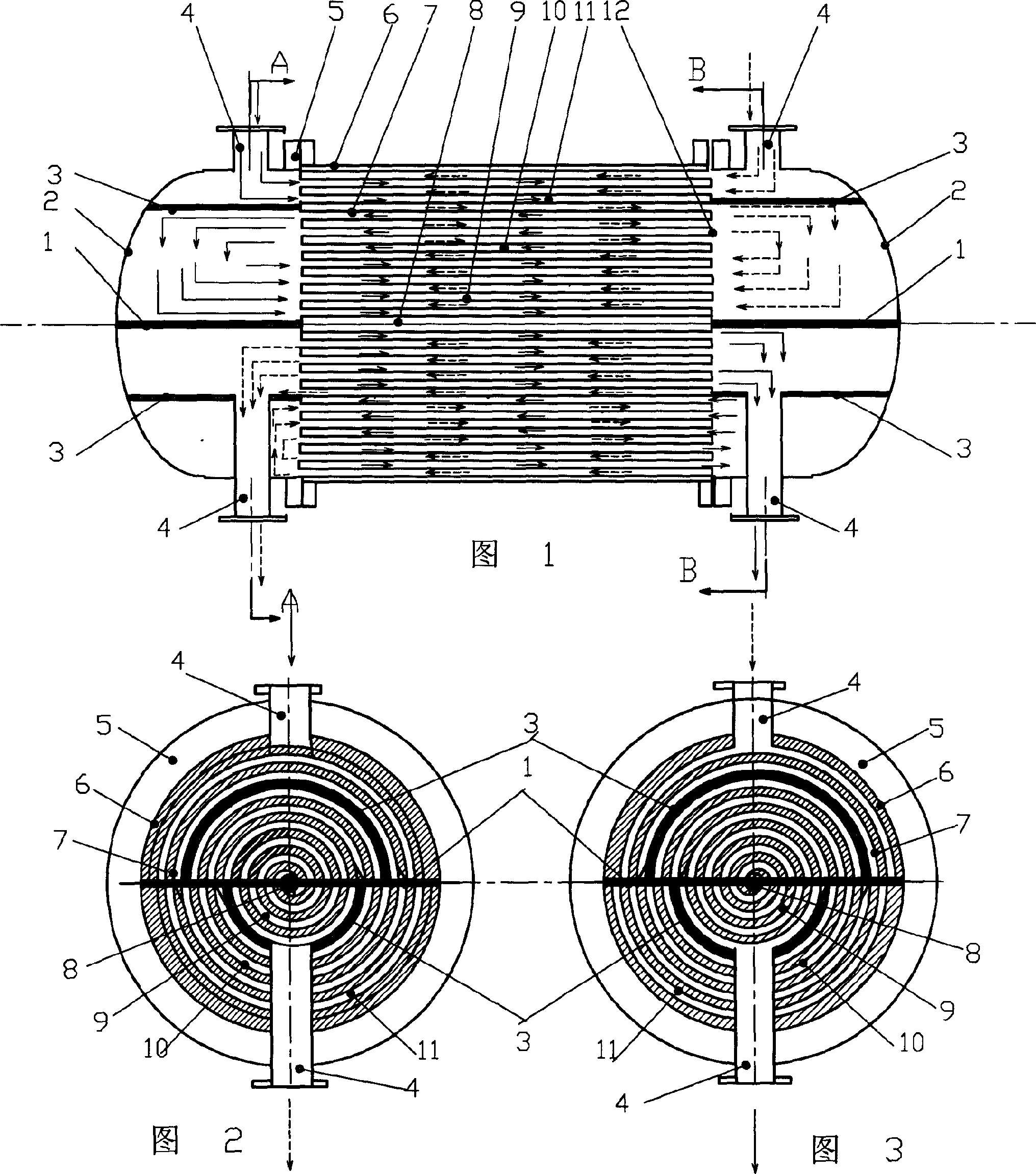 Folding pressure-resistant multipass biaxial flow screw plate heat exchanger