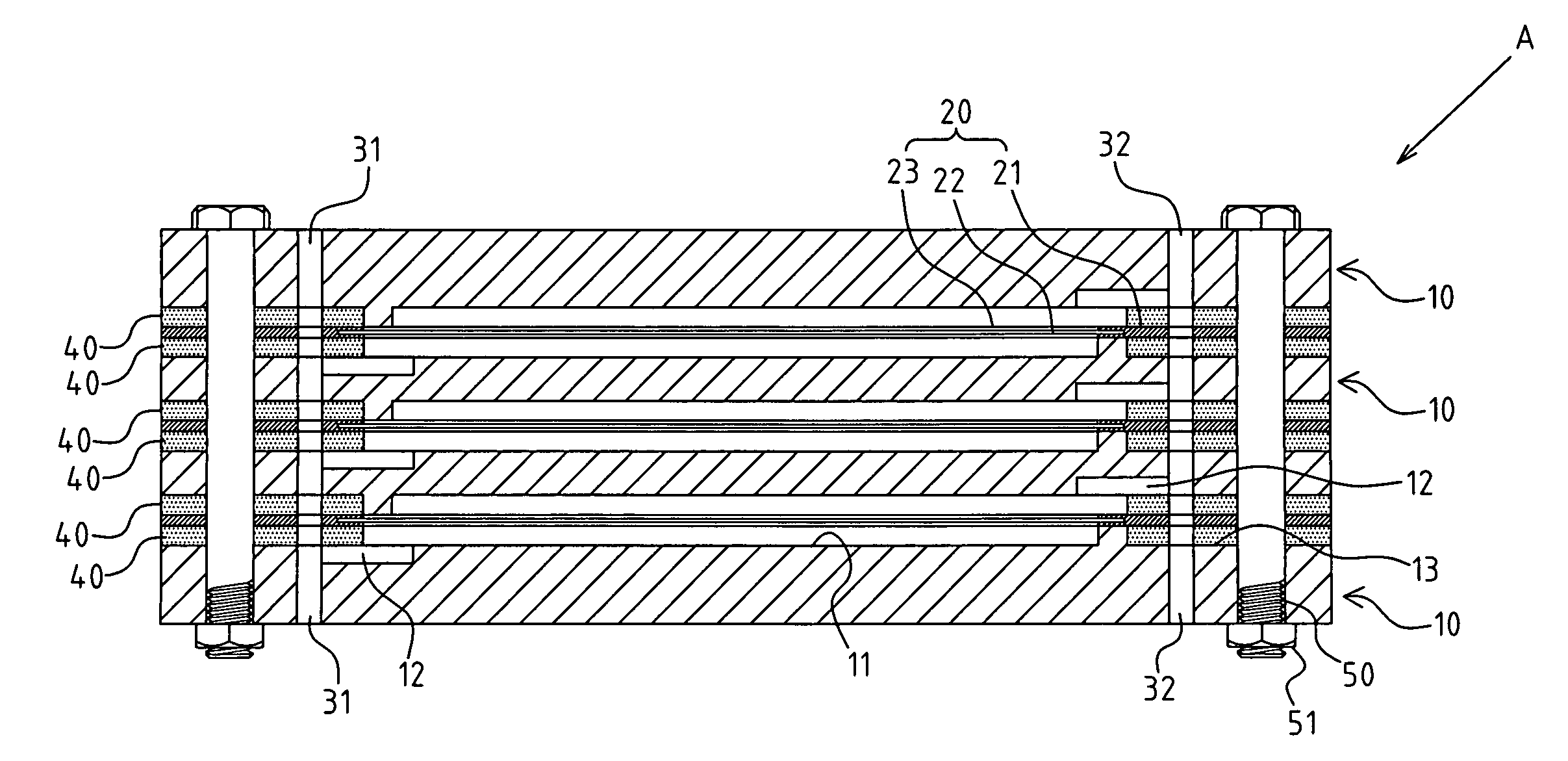 Sealing structure for a bipolar plate of a fuel cell