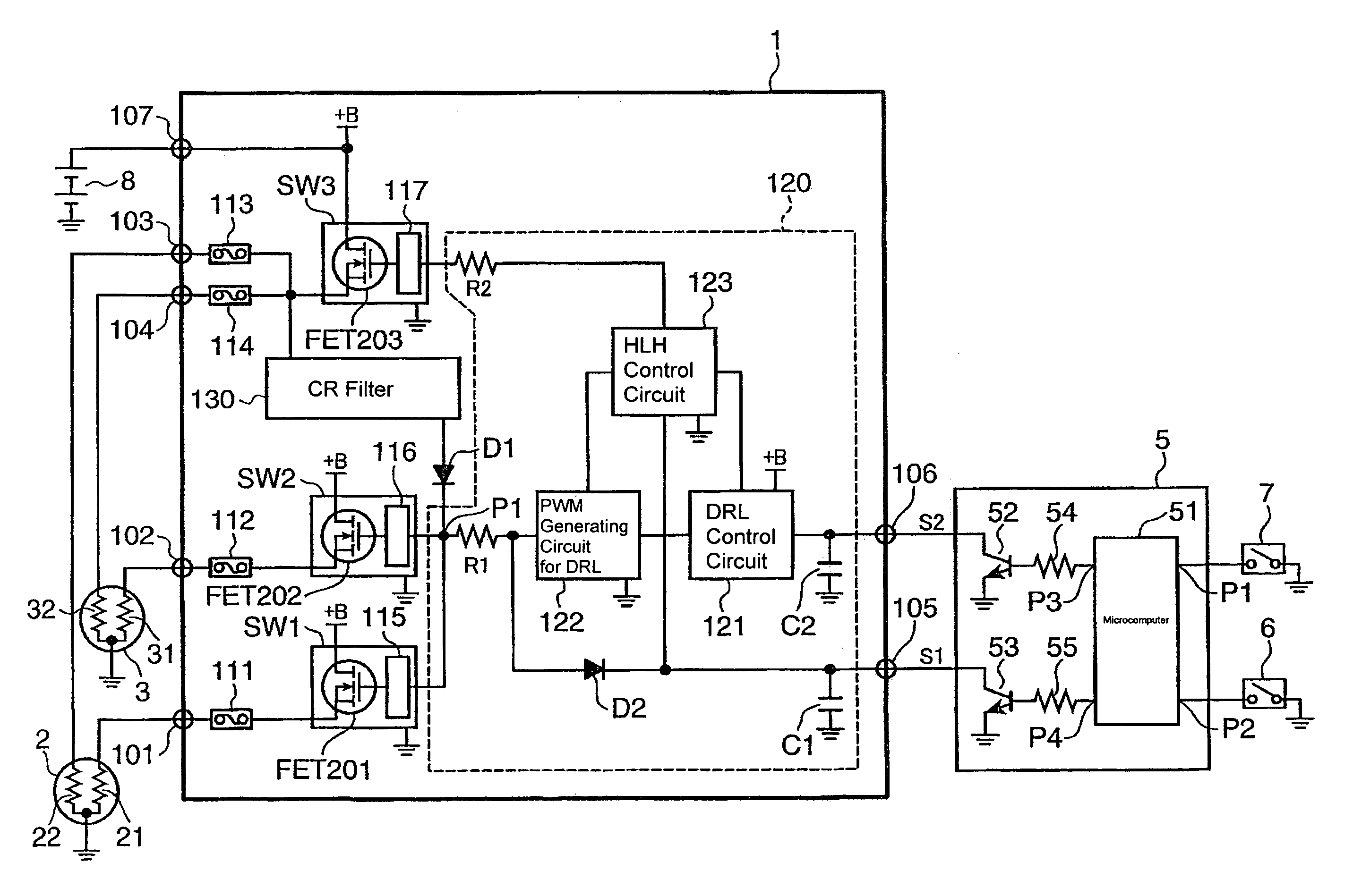 Headlamp control circuit