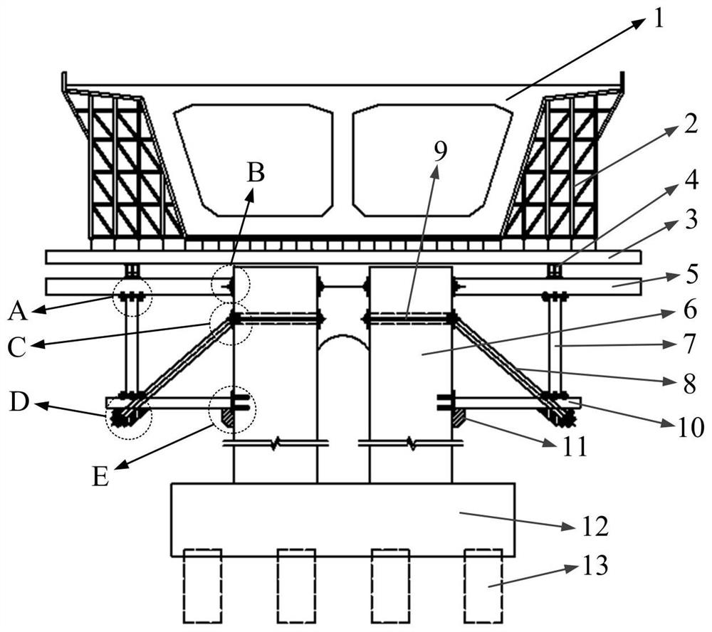 Super-huge 0 # block cast-in-place box girder bracket structure and mounting method thereof