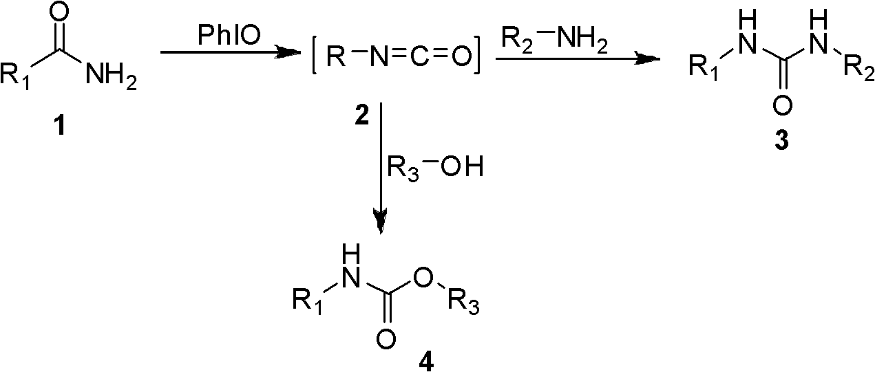 Synthetic method of 1, 3-two substituted ureas and carbamate