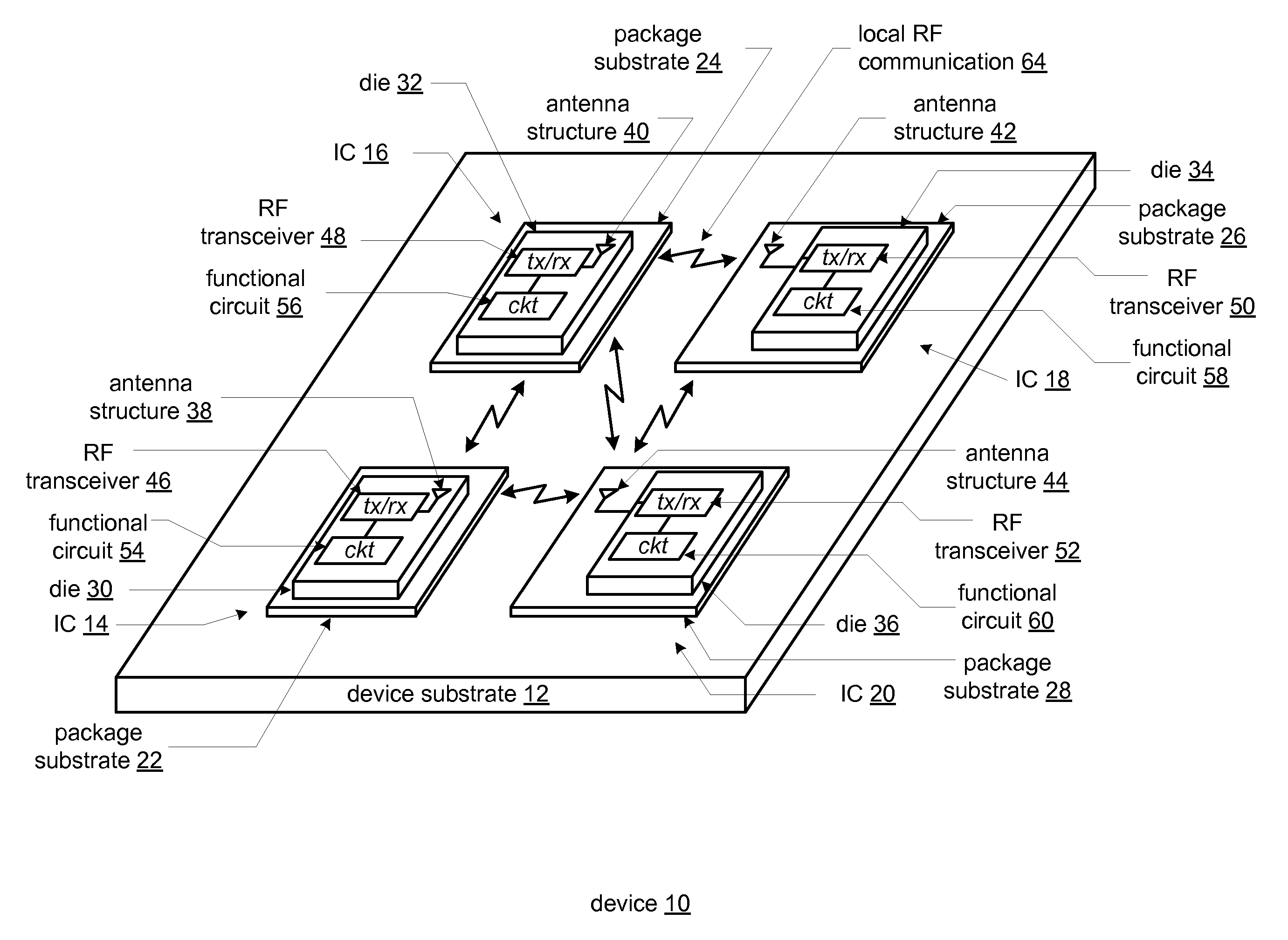 RFID integrated circuit with integrated antenna structure