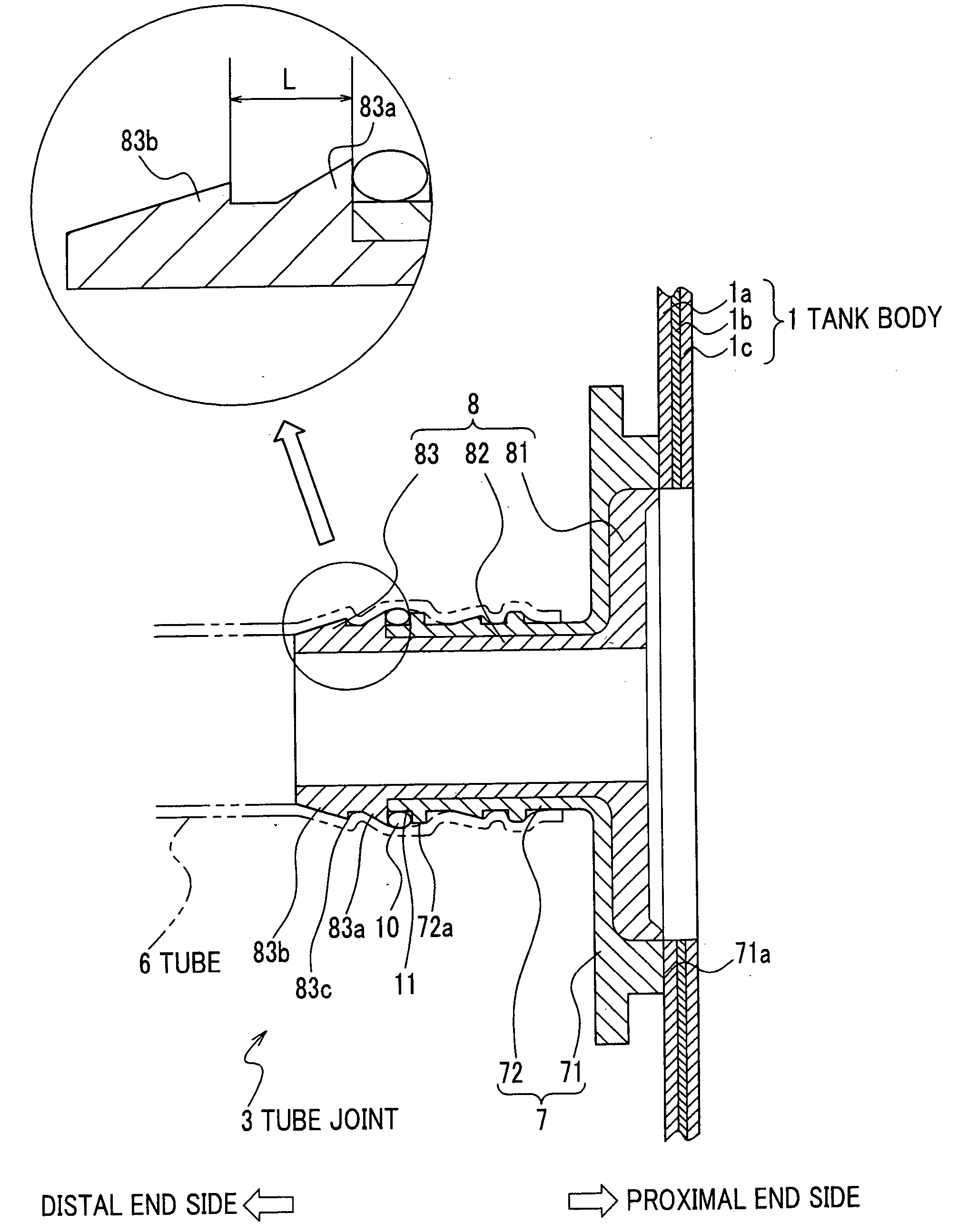 Tube joint for fuel tank