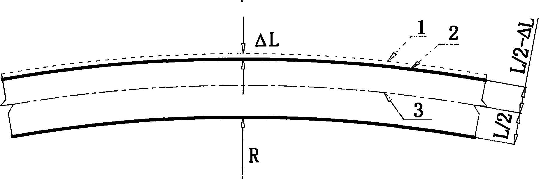 Narrowing method of straddle-type monorail transit curved track beam