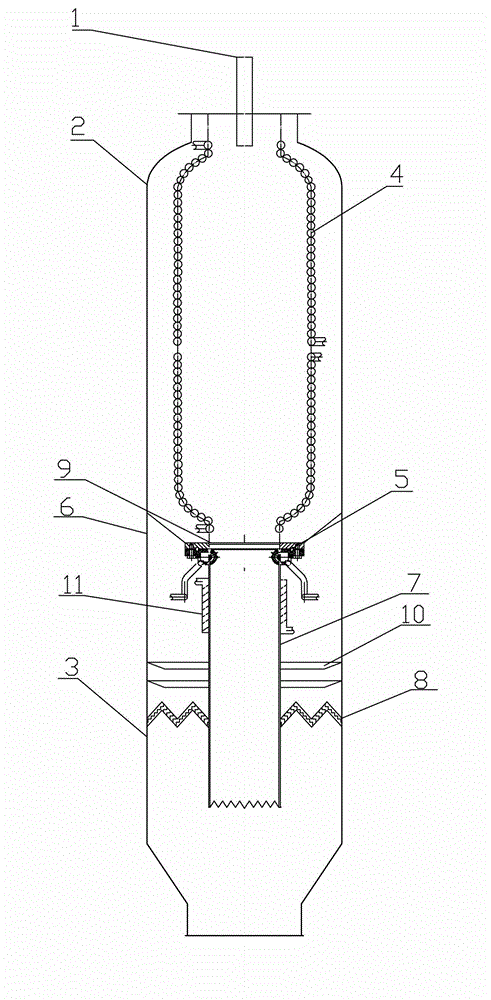 Multi-section water-cooling wall high-efficiency chilling gasification device