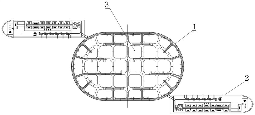 Centralized water supply and gas supply system and method for mud suction sinking construction of large open caisson