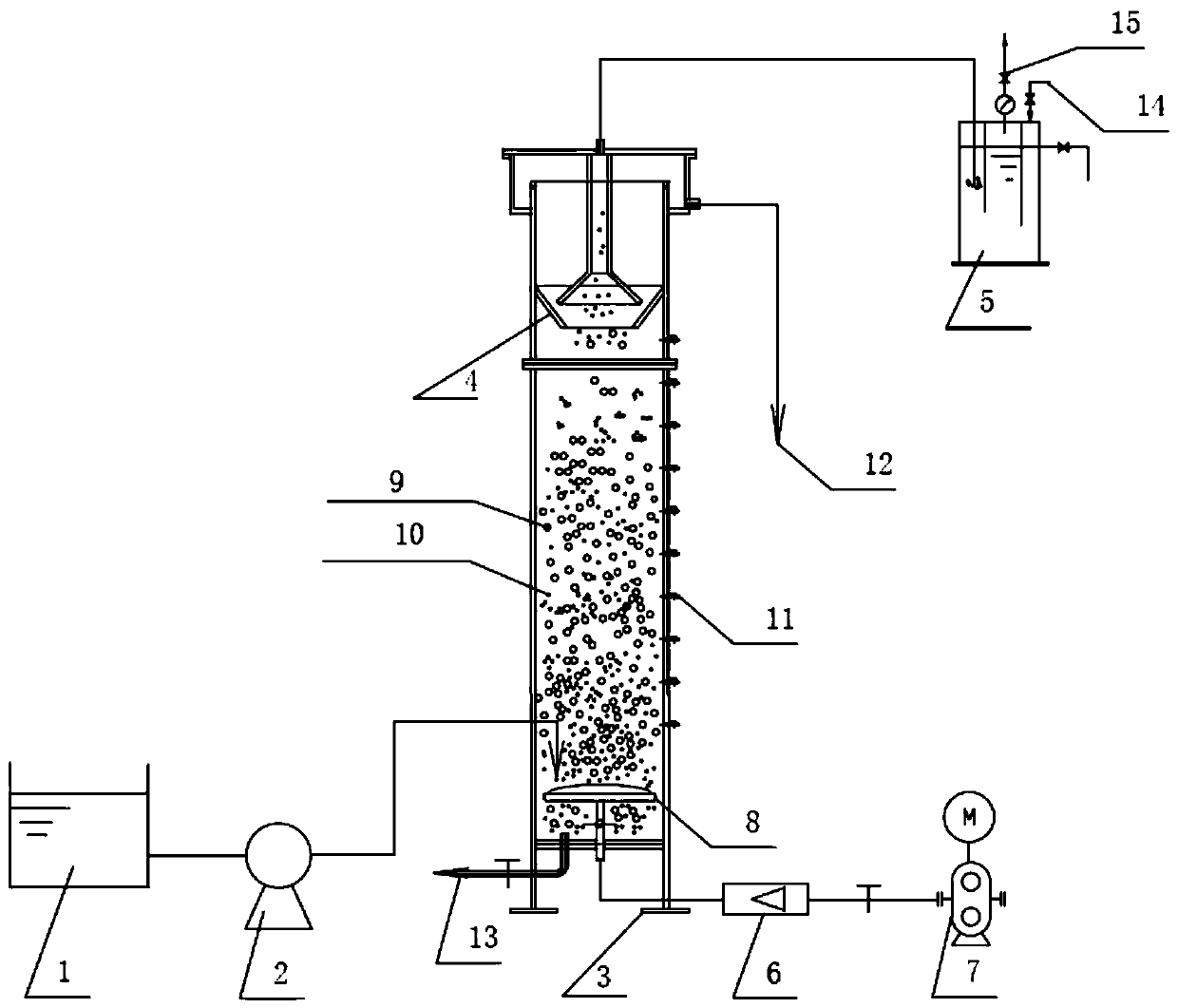 Continuous flow rising type aerobic granular sludge reactor