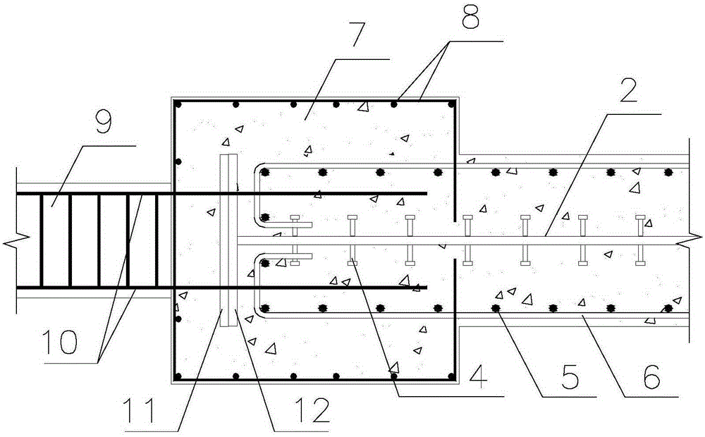 Internal steel plate-concrete composite shear wall with end part externally-wrapping structures, and cross beam structure