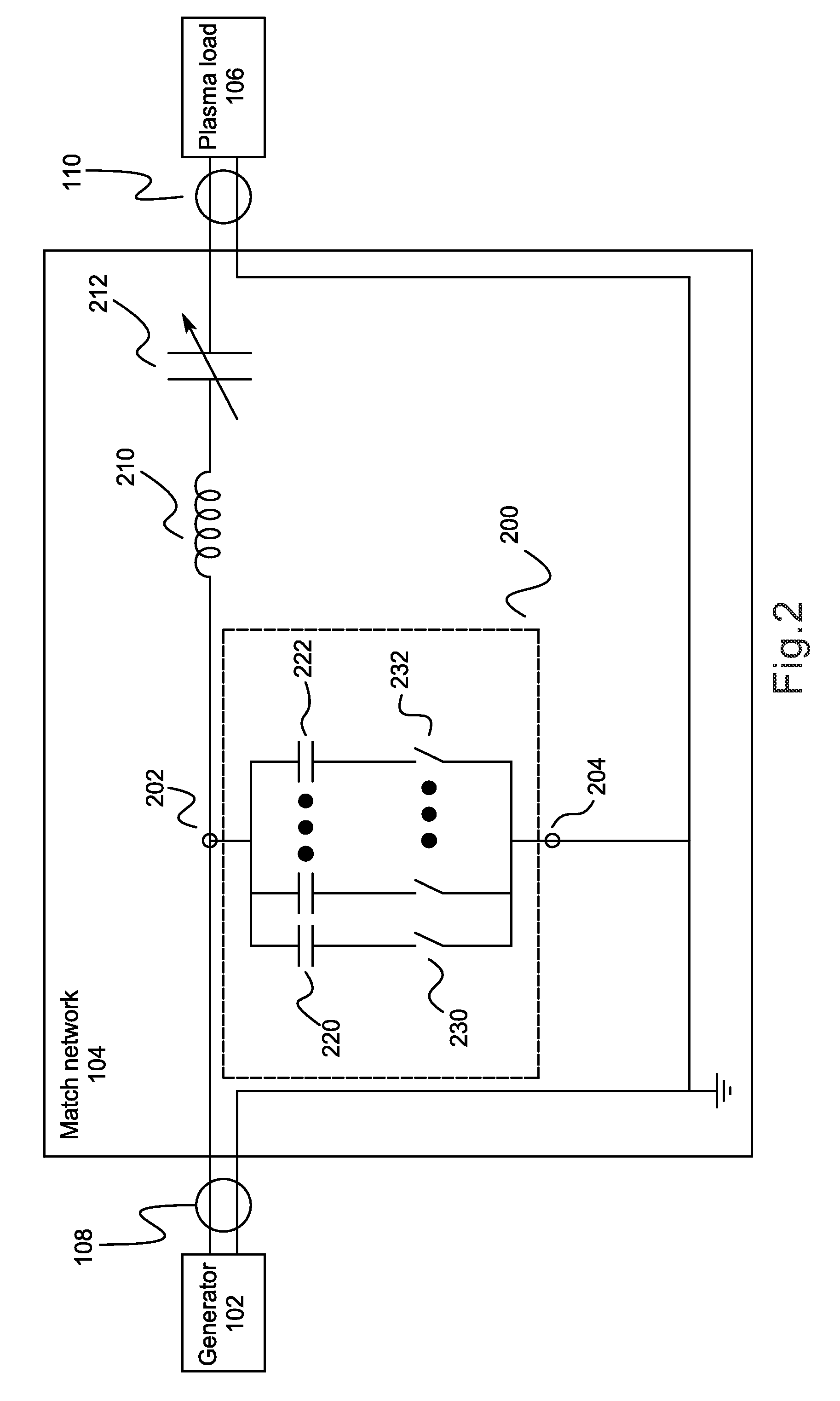 Impedance-matching network using BJT switches in variable-reactance circuits
