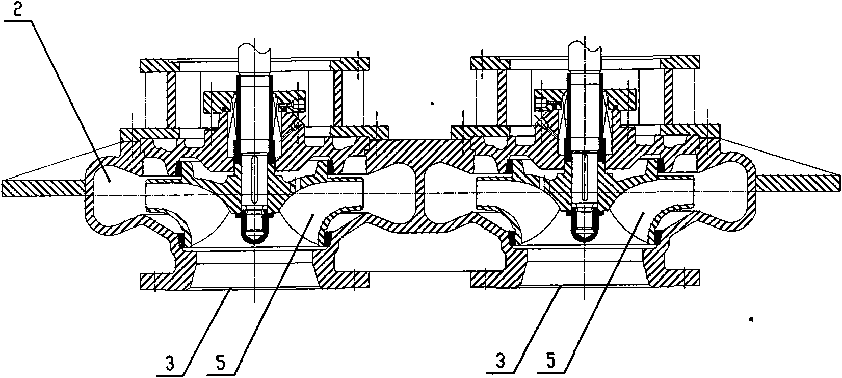 Turbine parallel multiple-suction single-discharge vertical-type lifting pump