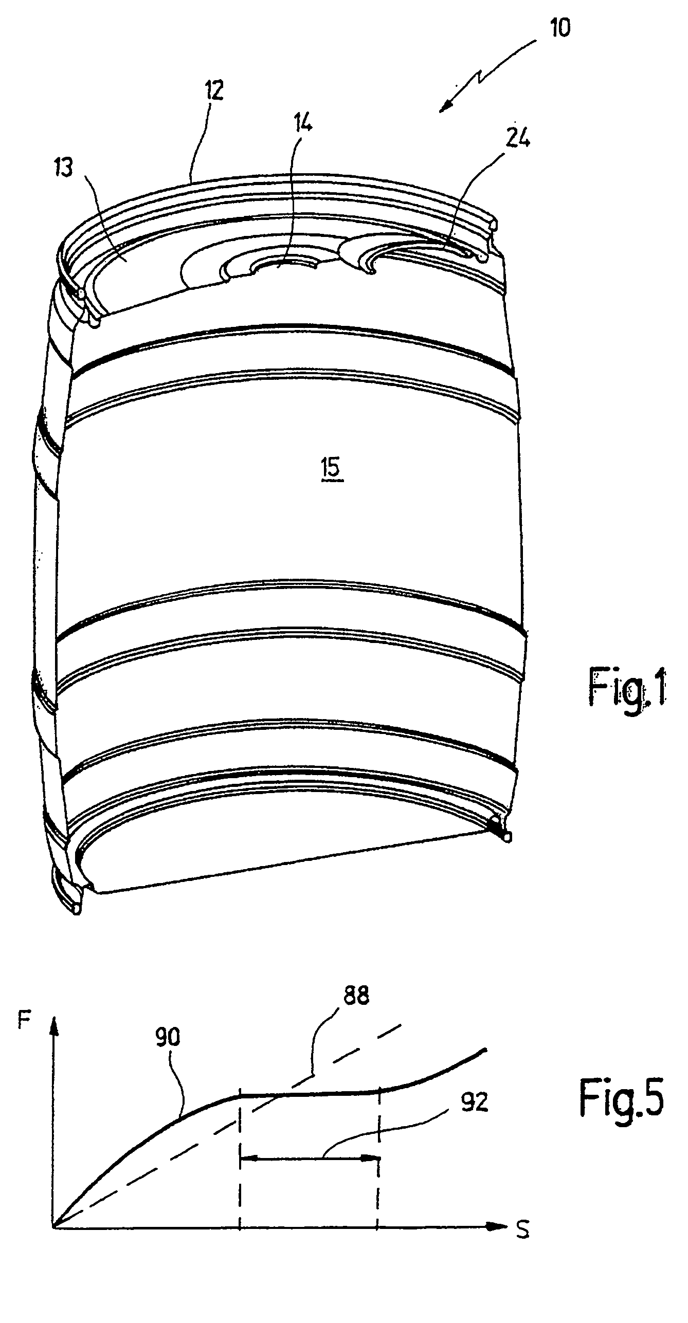 Device for dispensing a fluid from the hollow space of a container