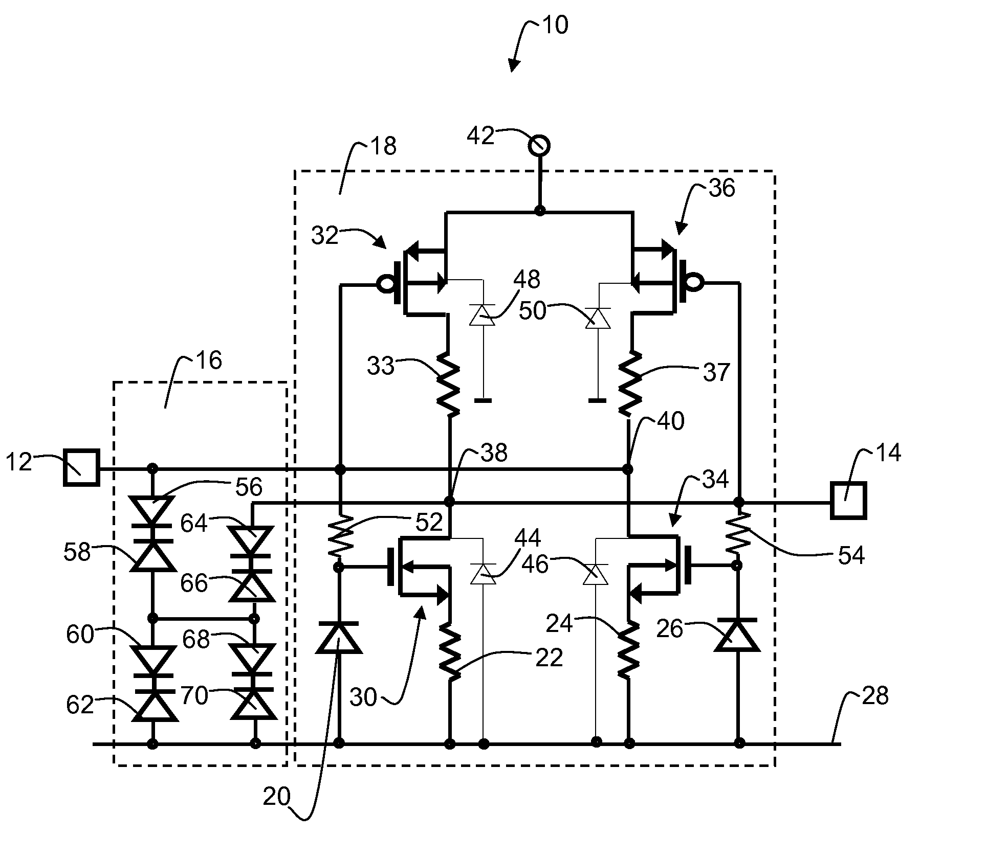 Electrostatic discharge protection circuit arrangement, electronic circuit and ESD protection method