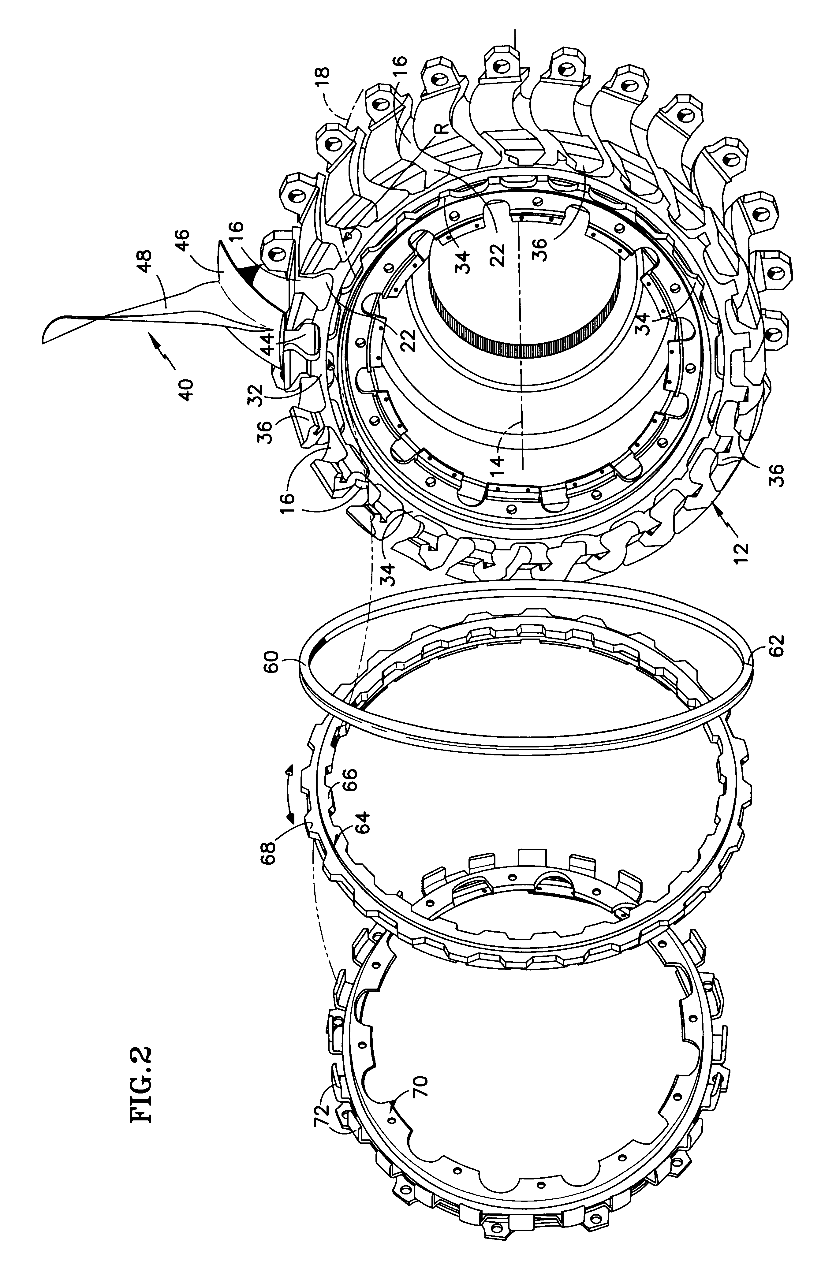 Axial retention system and components thereof for a bladed rotor