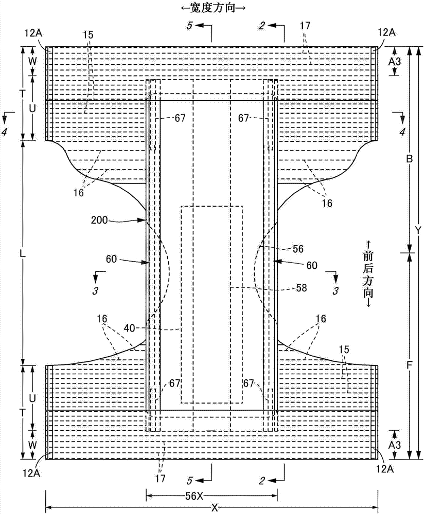 Expanding/contracting structure of absorbent article and manufacturing method therefor