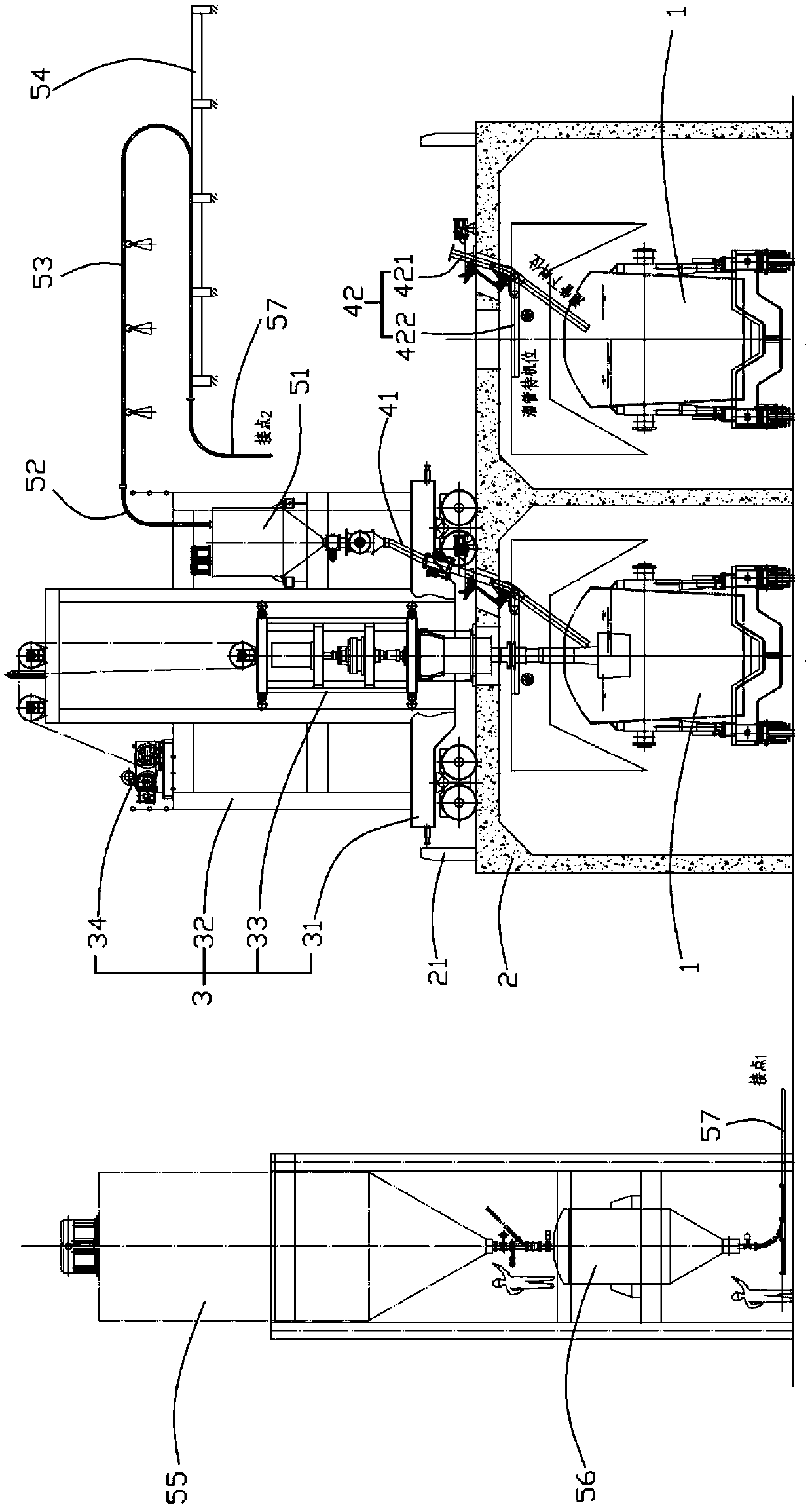 Horizontal moving molten iron stirring desulfurization system