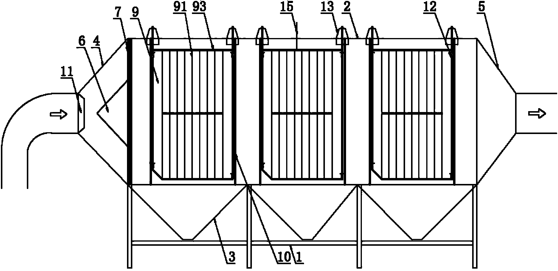 Horizontal electrostatic precipitator