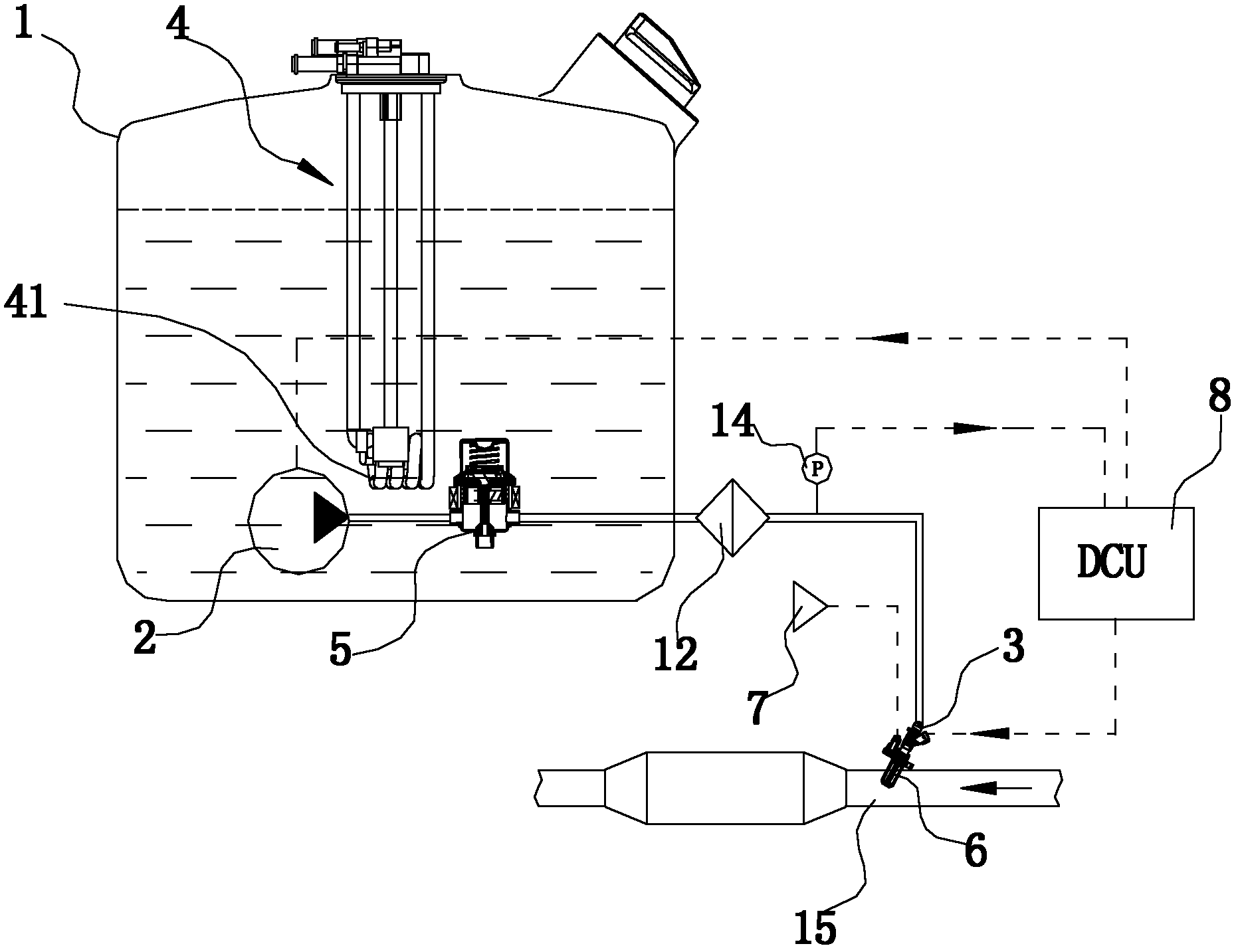 Selective catalytic reduction (SCR) system with external mixing nozzle metering structure
