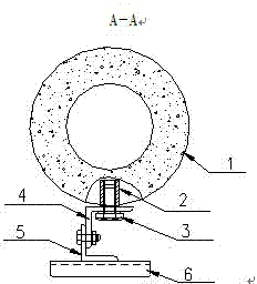 Connection structure of feeder line holder and circular concrete pole