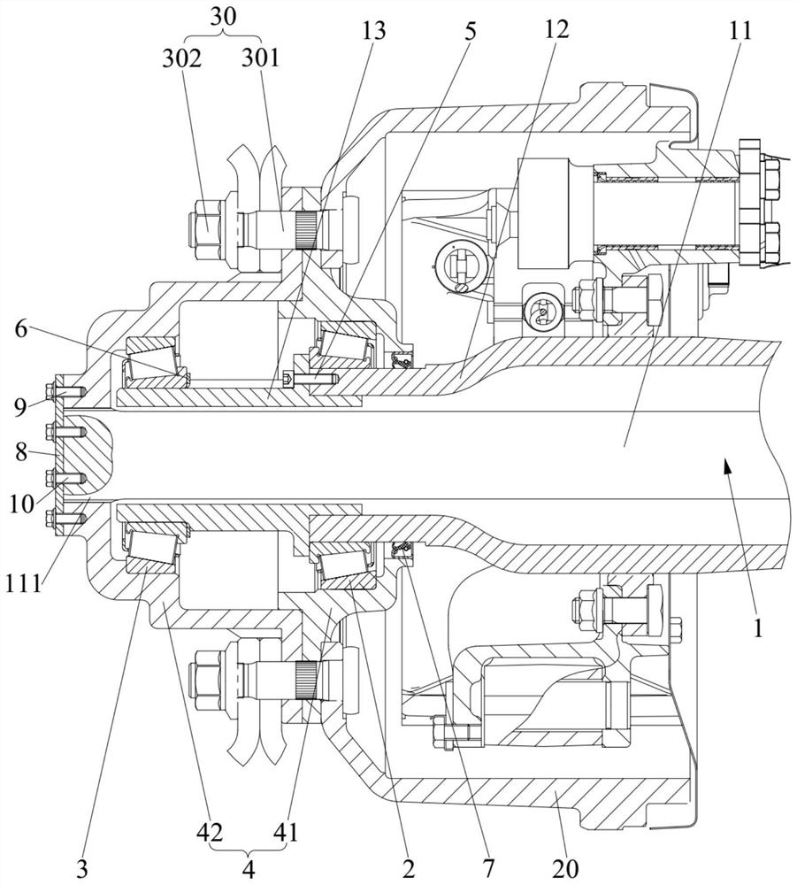 Drive axle wheel end structure and vehicle