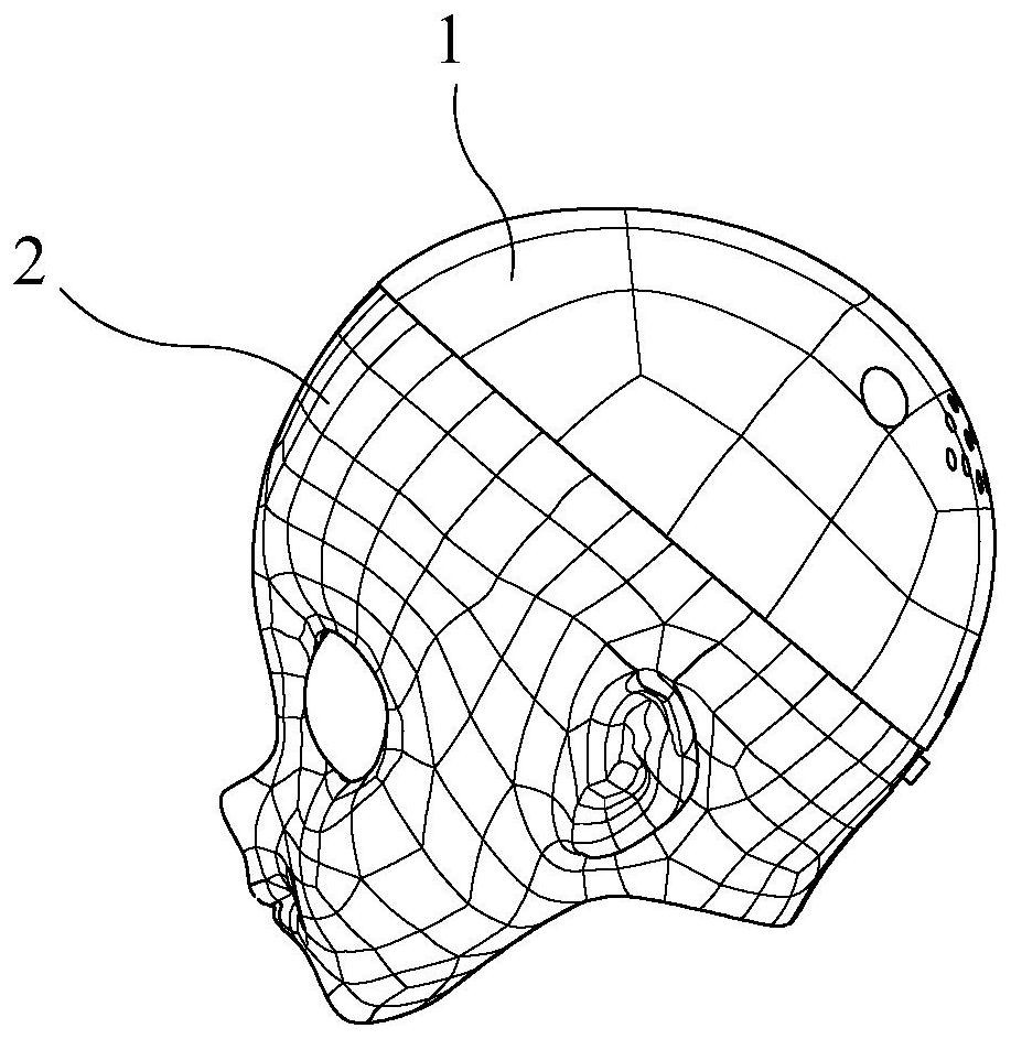 A head structure of a simulated puppet