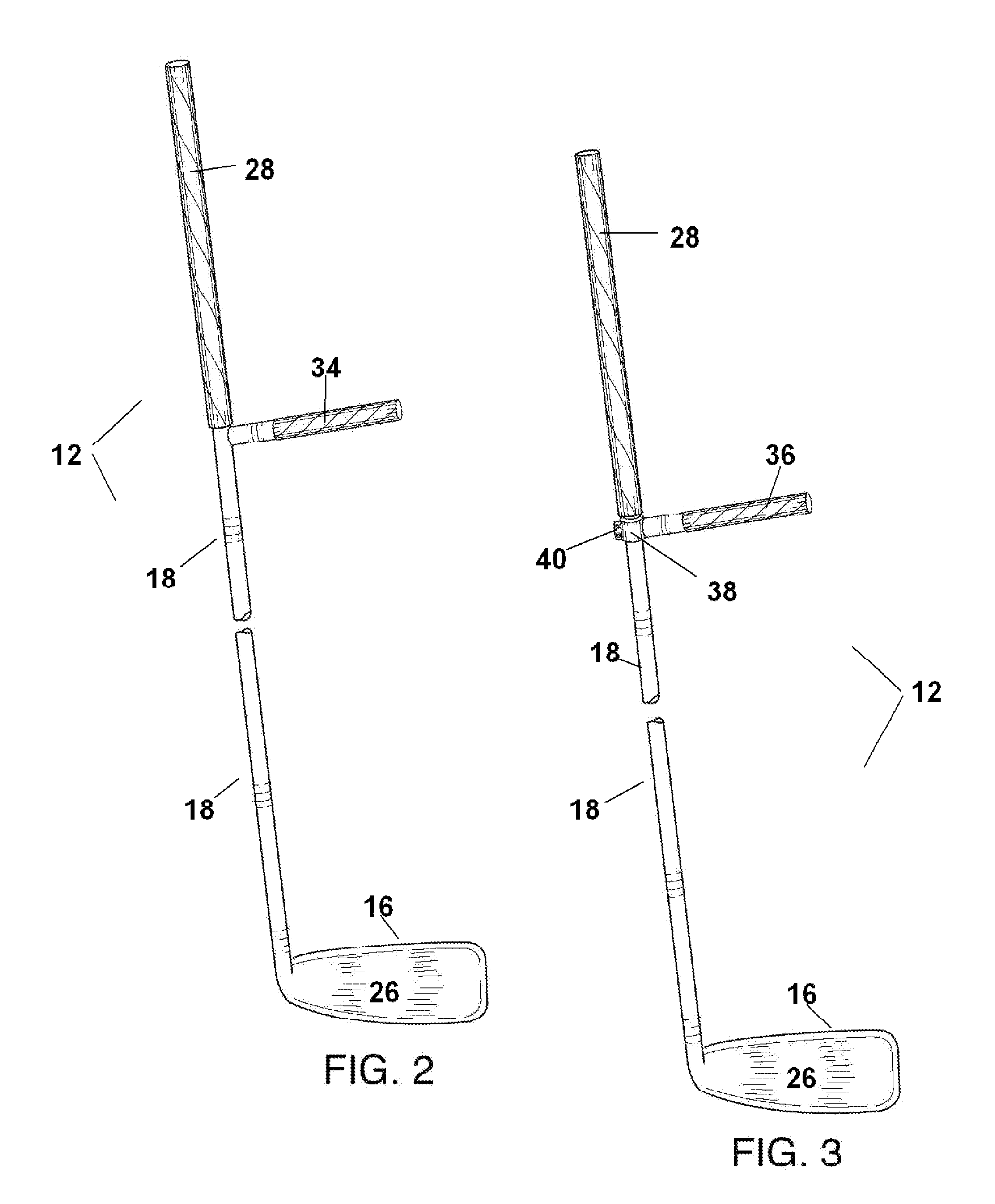 Golf club training handle