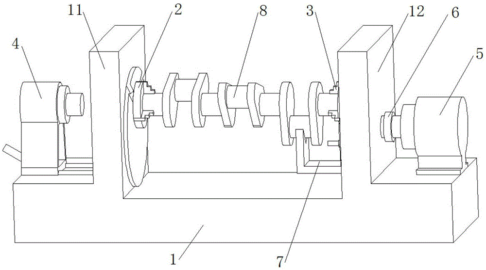 One-time clamping grinding device and method for crankshaft